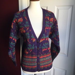 Robert Scott Cardigan Sweater Purple Multi